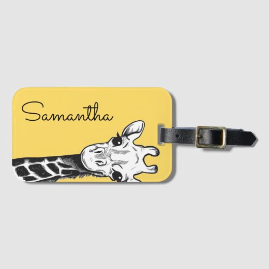 Gepersonaliseerde Gele Giraffe Bagagelabel (Voorkant (horizontaal))