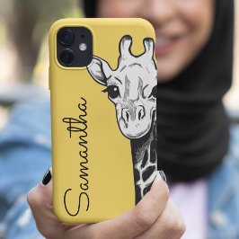 Gepersonaliseerde Gele Giraffe Case-Mate iPhone Case