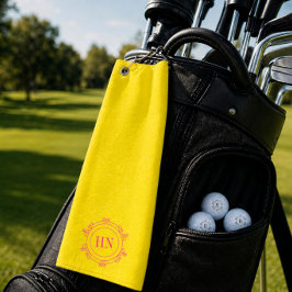 Gepersonaliseerde Gele Golfhanddoek met Initialen