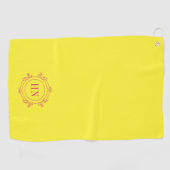 Gepersonaliseerde Gele Golfhanddoek met Initialen (Horizontaal)