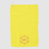 Gepersonaliseerde Gele Golfhanddoek met Initialen (Voorkant)