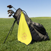 Gepersonaliseerde Gele Golfhanddoek met Initialen (Groen)