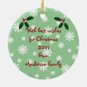 Gepersonaliseerde gele Kerstmis Keramisch Ornament (Achterkant)