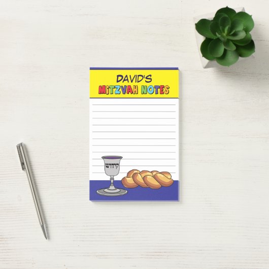Gepersonaliseerde gele kiddish mitswa post-it® notes (Kantoor)