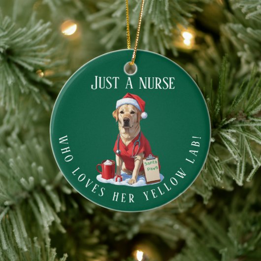 Gepersonaliseerde Gele Lab Lover Nurse Kerstcadeau Keramisch Ornament (Boom)