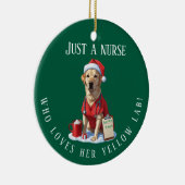 Gepersonaliseerde Gele Lab Lover Nurse Kerstcadeau Keramisch Ornament (Rechts)