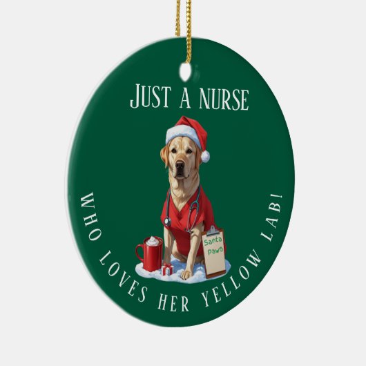 Gepersonaliseerde Gele Lab Lover Nurse Kerstcadeau Keramisch Ornament (Rechts)
