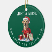 Gepersonaliseerde Gele Lab Lover Nurse Kerstcadeau Keramisch Ornament (Links)