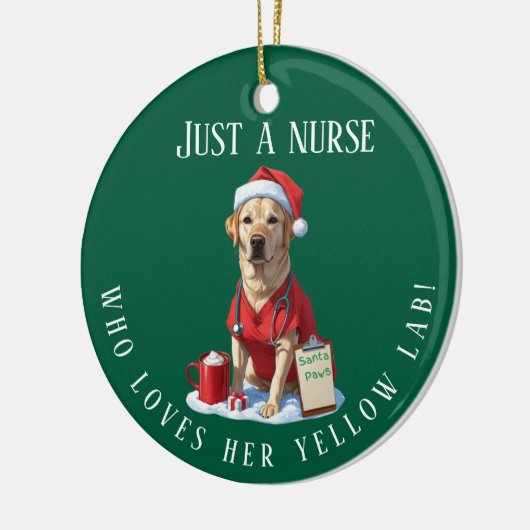 Gepersonaliseerde Gele Lab Lover Nurse Kerstcadeau Keramisch Ornament (Links)