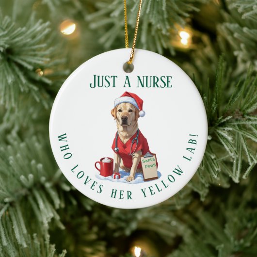 Gepersonaliseerde Gele Lab Lover Nurse Kerstcadeau Keramisch Ornament (Boom)