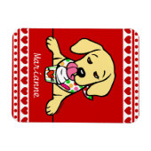 Gepersonaliseerde gele lab puppy ijs magneet (Horizontaal)