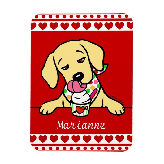Gepersonaliseerde gele lab puppy ijs magneet (Verticaal)