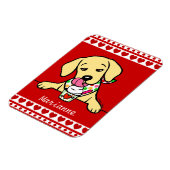 Gepersonaliseerde gele lab puppy ijs magneet (Linkerzijde)