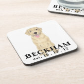 Gepersonaliseerde gele labrador bier onderzetter (Linkerzijde)