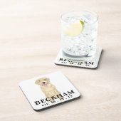 Gepersonaliseerde gele labrador bier onderzetter (Rechterzijde)