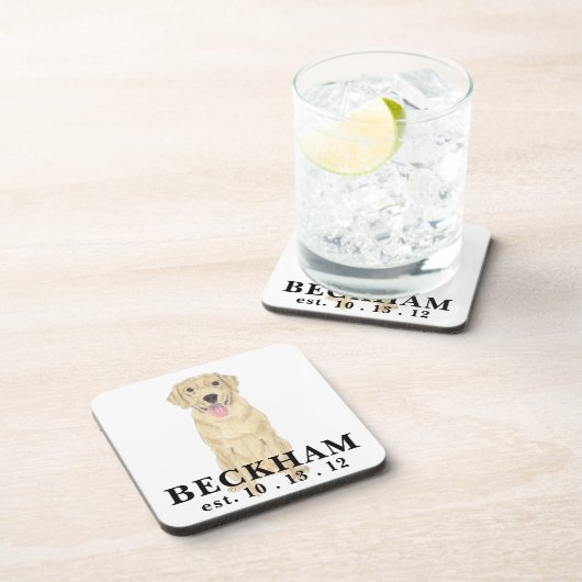 Gepersonaliseerde gele labrador bier onderzetter (Rechterzijde)