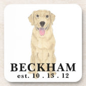 Gepersonaliseerde gele labrador bier onderzetter (Voorkant)
