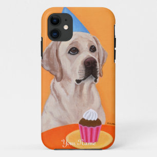 Gepersonaliseerde gele labrador Birthday Cupcake Case-Mate iPhone Case