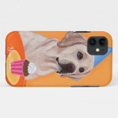 Gepersonaliseerde gele labrador Birthday Cupcake Case-Mate iPhone Case (Achterkant (horizontaal))