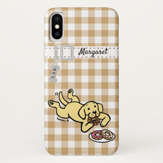 Gepersonaliseerde gele labrador en Doughnoten Case-Mate iPhone Case (Achterkant)
