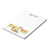 Gepersonaliseerde gele labrador en groene en bloem notitieblok (Linkerzijde)