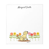 Gepersonaliseerde gele labrador en groene en bloem notitieblok (Voorkant)