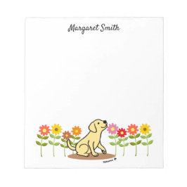 Gepersonaliseerde gele labrador en groene en bloem notitieblok