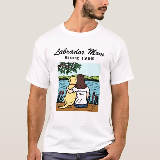 Gepersonaliseerde gele labrador en mam Long T-shirt (Voorkant)