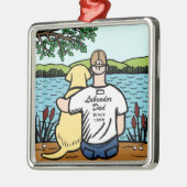 Gepersonaliseerde gele labrador en pap metalen ornament (Links)