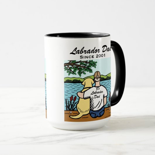 Gepersonaliseerde gele labrador en pap mok (Voorkant rechts)