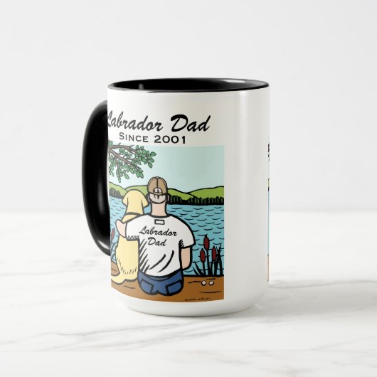 Gepersonaliseerde gele labrador en pap mok (Voorkant links)