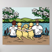 Gepersonaliseerde gele labrador Familie bruin B Poster (Voorkant)