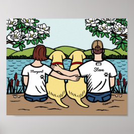 Gepersonaliseerde gele labrador Familie bruin B Poster