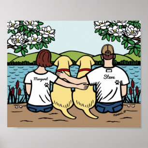 Gepersonaliseerde gele labrador Familie bruin B Poster