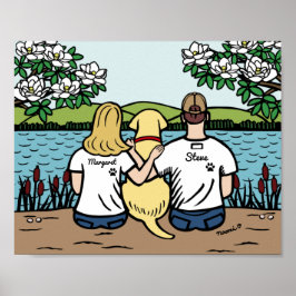 Gepersonaliseerde gele labrador Family Blonde L Poster