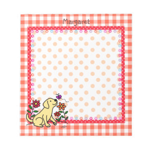 Gepersonaliseerde gele labrador & groen notitieblok