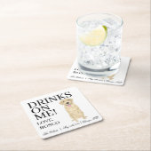 Gepersonaliseerde Gele Labrador Hond bruiloft Kartonnen Onderzetters (Insitu)