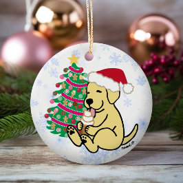Gepersonaliseerde gele labrador Ice Cream Keramisch Ornament
