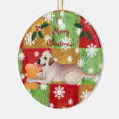 Gepersonaliseerde gele labrador kerstmozaïek keramisch ornament (Links)