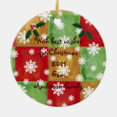 Gepersonaliseerde gele labrador kerstmozaïek keramisch ornament (Achterkant)