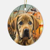 Gepersonaliseerde gele labrador puppy keramisch ornament (Links)