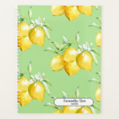 Gepersonaliseerde gele leemten op lichtgroen planner (Voorkant)