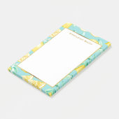 Gepersonaliseerde gele luiers op lichtblauw post-it® notes (Schuin)