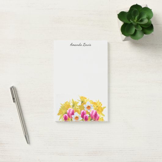 Gepersonaliseerde gele narcis bloemnoten post-it® notes (Kantoor)