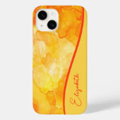Gepersonaliseerde Gele Oranje Waterverf Case-Mate iPhone Case (Achterkant)