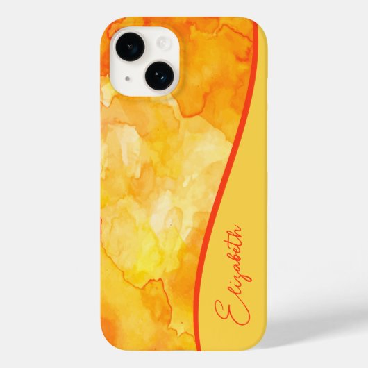 Gepersonaliseerde Gele Oranje Waterverf Case-Mate iPhone Case (Achterkant)