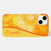 Gepersonaliseerde Gele Oranje Waterverf Case-Mate iPhone Case (Achterkant (horizontaal))