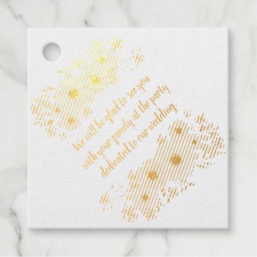 Gepersonaliseerde gele paarse uitnodiging. bedankjes labels (Voorkant)