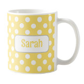 Gepersonaliseerde gele polka dot Mok
