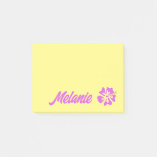 Gepersonaliseerde gele Post-it® notes met bloem